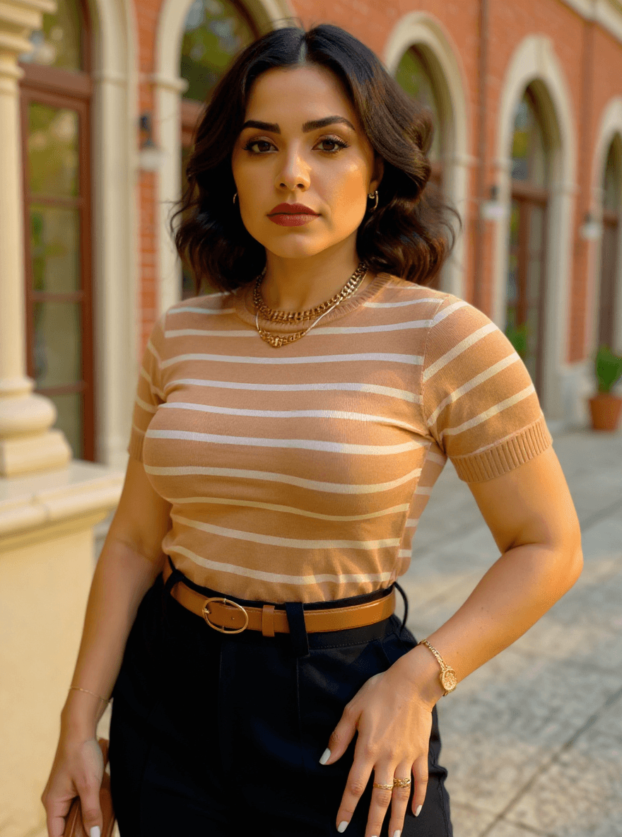 Camiseta modal listrada básica